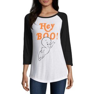 New! Casper the Friendly Ghost Hey Boo Baseball T-Shirt